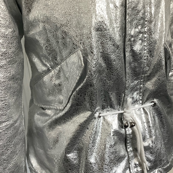 Silver Faux Fur Hooded Jacket, Size M - Picture 3 of 13